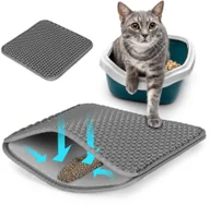Kuwety dla kotów - Mata dwuwarstwowa wycieraczka pod kuwetę dla kota szara Petsi - miniaturka - grafika 1