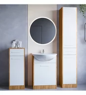 Szafki łazienkowe - Meble do łazienki z lustrem SLIDO MINI LED dąb artisan / biały - miniaturka - grafika 1