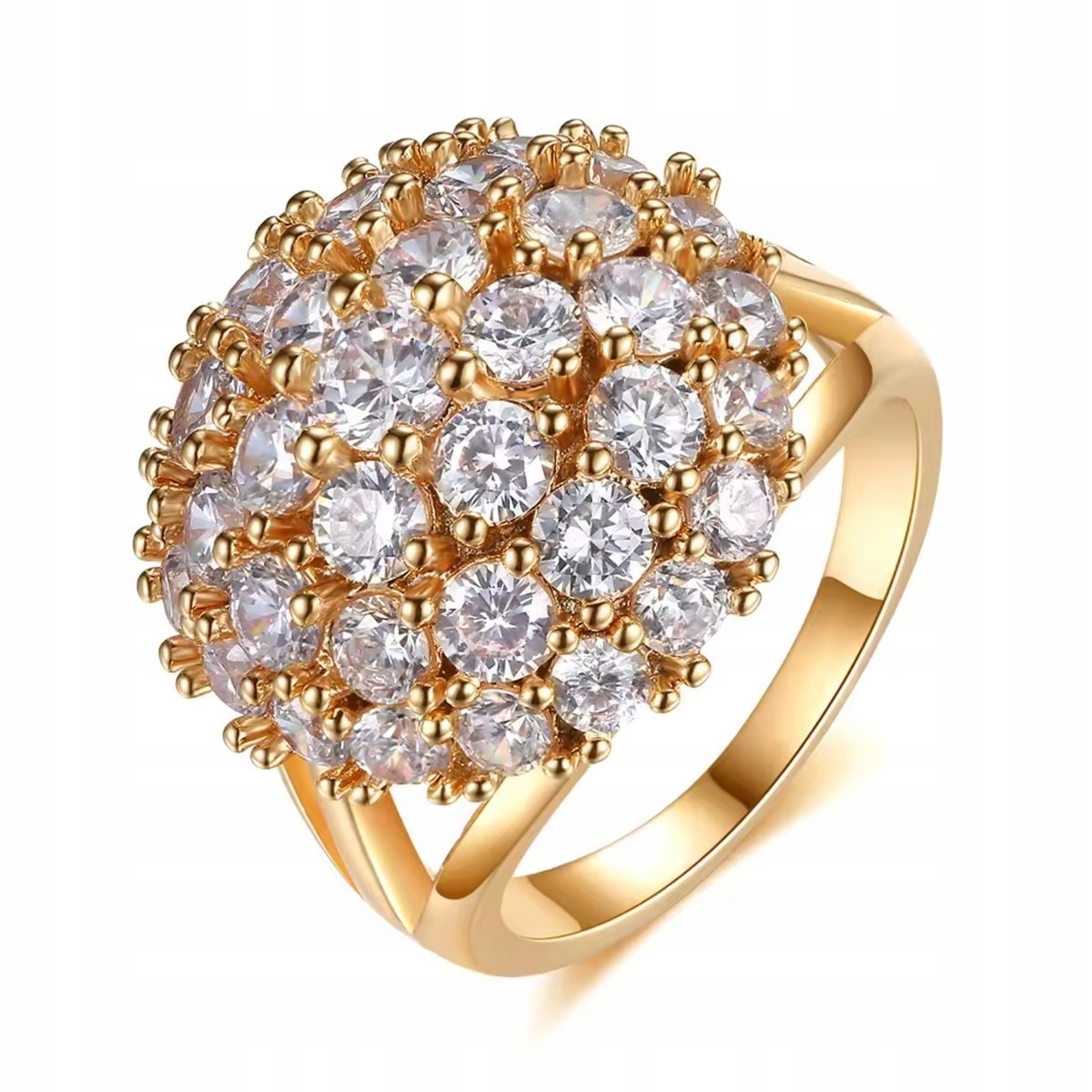 Złoty Pierścionek z Brylantami Rozmiar 11 Cyrkonie ze Stali Chirurgicznej