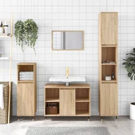Meble łazienkowe - vidaXL 3-cz. zestaw mebli łazienkowych, kolor dąb sonoma - miniaturka - grafika 1
