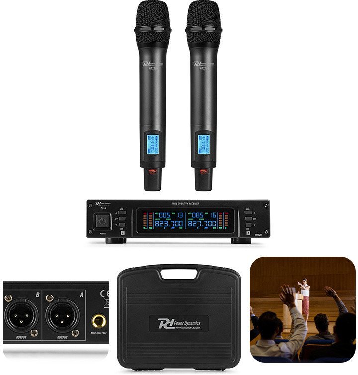 Zestaw mikrofonowy 2x 80 kanałowy UHF PD220 Power Dynamics one size