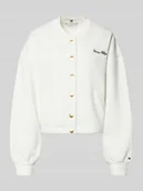 Bluzy damskie - Bluza rozpinana o kroju relaxed fit z mieszanki bawełny - miniaturka - grafika 1