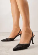 Sandały damskie - Czarne Sandały na Szpilce z Koronką Caskstar - miniaturka - grafika 1