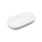Umywalki - Excellent Jima umywalka nablatowa 71x41 cm owalna z otworem na baterię, biały połysk - miniaturka - grafika 1