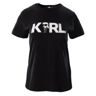 Koszulki i topy damskie - Damska Koszulka z krótkim rękawem KARL LAGERFELD IKONIK 2.0 KARL LOGO T-SHIRT 230W1706-999 – Czarny - miniaturka - grafika 1