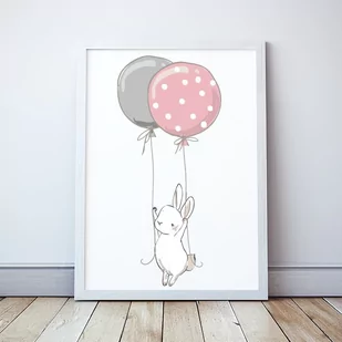 Plakat Króliczek z balonami format A4 - Plakaty - miniaturka - grafika 1