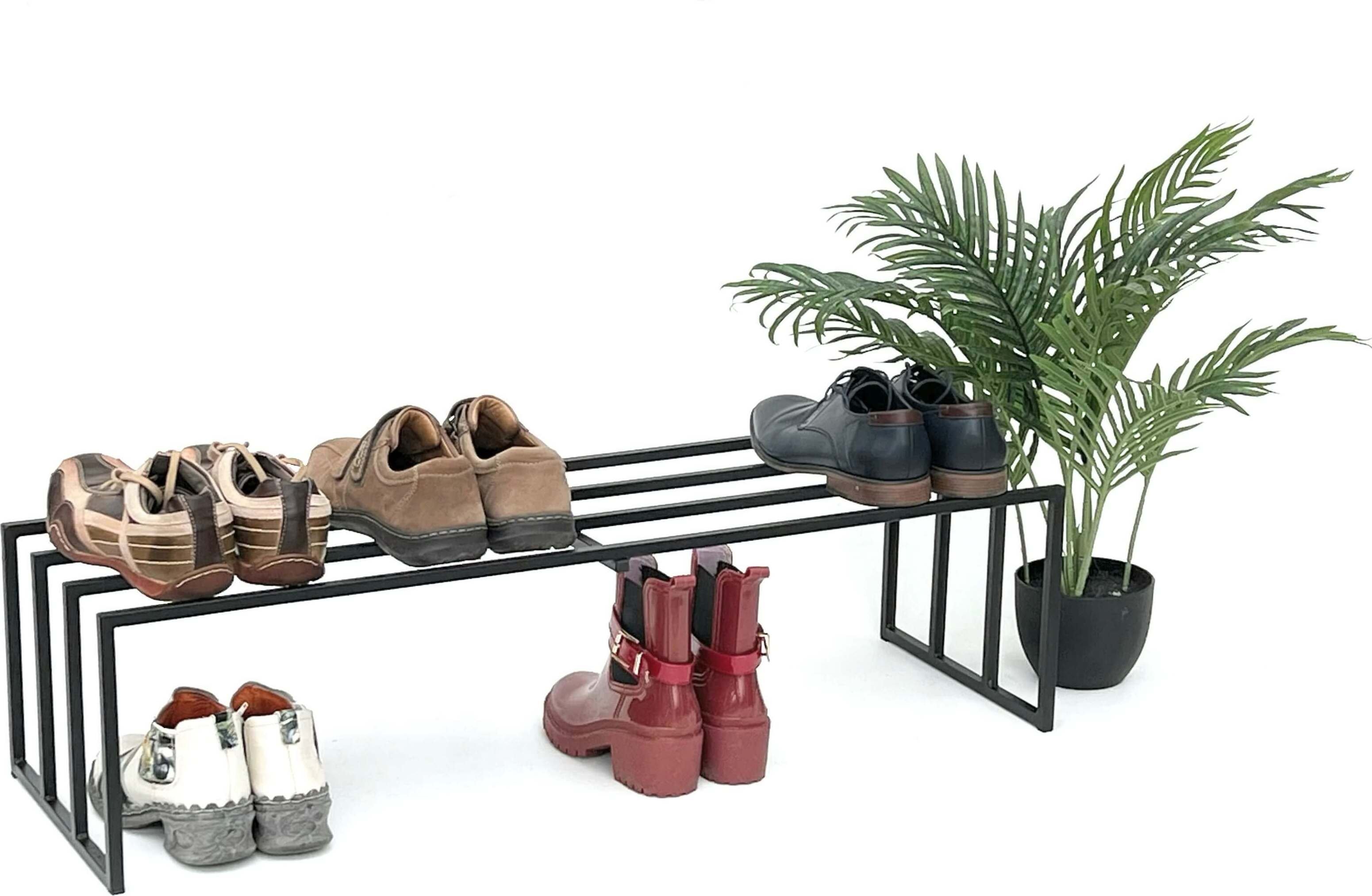 DanDiBo Stojak na buty Metal Czarny 1 poziom 96551 Stojak na buty Stojak na buty Nowoczesny Solidny Szafka na buty Półka