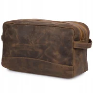 Nerki - Kosmetyczka Skórzana Brązowa Nubuk Saszetka Podróżna Duża Beltimore J49 : K - miniaturka - grafika 1