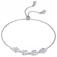 Bransoletki - Bransoletka srebrna pr 925 ŁAPKI PIESKA KOTKA pies kot łapka srebro - miniaturka - grafika 1