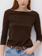 Moda i Uroda OUTLET - Reserved - Bawełniany longsleeve - ciemnobrązowy - miniaturka - grafika 1