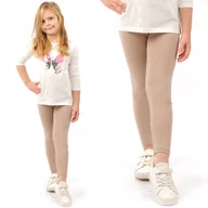 Legginsy - Elastyczne Legginsy Bawełniane Klasyczne Getry Polskie Beżowe 98 - miniaturka - grafika 1