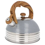 Czajniki na gaz - Czajnik stalowy z gwizdkiem na indukcję 2.5L szary marmurek uchwyt drewno BRUNBESTE BB-2477 - miniaturka - grafika 1
