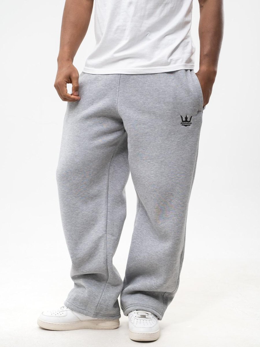 SPODNIE DRESOWE BAGGY Szerokie Luźne Męskie Szare Jigga Wear Haft Logo XL