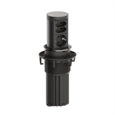 Listwa zasilająca Bachmann BACHMANN ELEVATOR2 1xCEE7/3 2xEuro, wygląd stali nierdzewnej, 2,0 m AEH