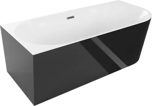 Mexen Mia wanna wolnostojąca narożna lewa 180 x 80 cm, biała/czarna, przelew gun metal szczotkowany - 52691808075L-95 - Wanny - miniaturka - grafika 1