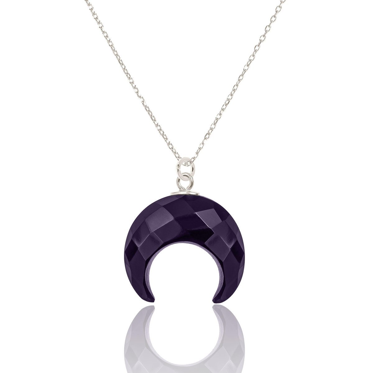 Naszyjnik srebrny z ametystem w kształcie księżyca 50 CM
