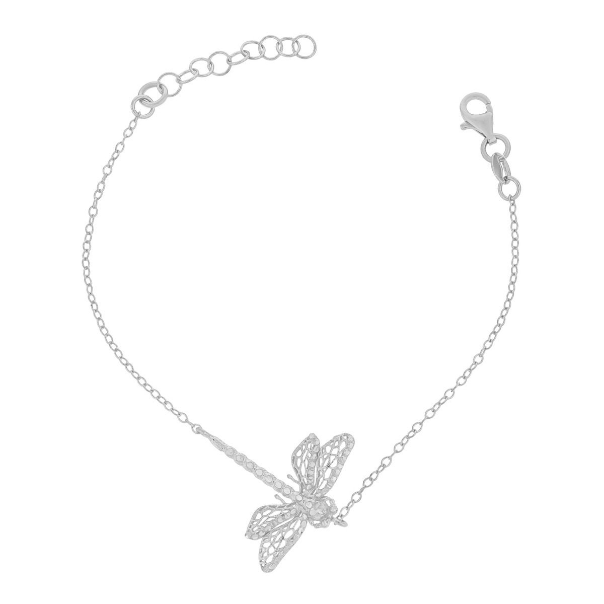 Srebrna bransoletka celebrytka ważka z cyrkoniami 17-20 cm pr. 925