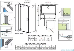 Radaway Essenza Black Kdj kabina 110x90cm lewa szkło przejrzyste 1385041-54-01L/1384050-01-01 - Kabiny prysznicowe Radaway Essenza Black Kdj kabina 110x90cm lewa szkło przejrzyste 1385041-54-01L/1384050-01-01 - Kabiny prysznicowe - miniaturka - grafika 2