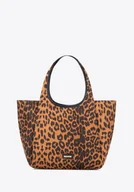 Torebki damskie - Damska shopperka w motyw panterki brązowa - miniaturka - grafika 1