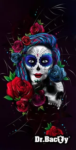 Dr. Bacty Ręcznik plażowy z mikrofibry szybkoschnący Dr.Bacty XL 70x140 cm Santa Muerte - Ręczniki - miniaturka - grafika 1