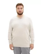 Swetry męskie - TOM TAILOR Sweter męski plus size, 32715 - Vintage Beige Grey Melange, 5XL - miniaturka - grafika 1