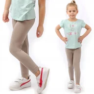 Legginsy - Legginsy dziecięce długie bawełniane klasyczne Beżowe 92 - miniaturka - grafika 1
