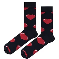 Skarpetki męskie - Skarpety walentynkowe granatowe w serca EM 5 - EM Men's Accessories - miniaturka - grafika 1