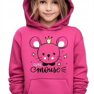 Bluza Dziecięca z Kapturem Roz. 128 cm Malinowa Urocza Myszka Wiele Wzorów - Bluzy dla dziewczynek - miniaturka - grafika 1