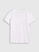 Koszulki i topy damskie - T-shirt damski bawełniany dładki 4F 4FWMM00TTSHF2356-10S Biały Roz. XS - miniaturka - grafika 1