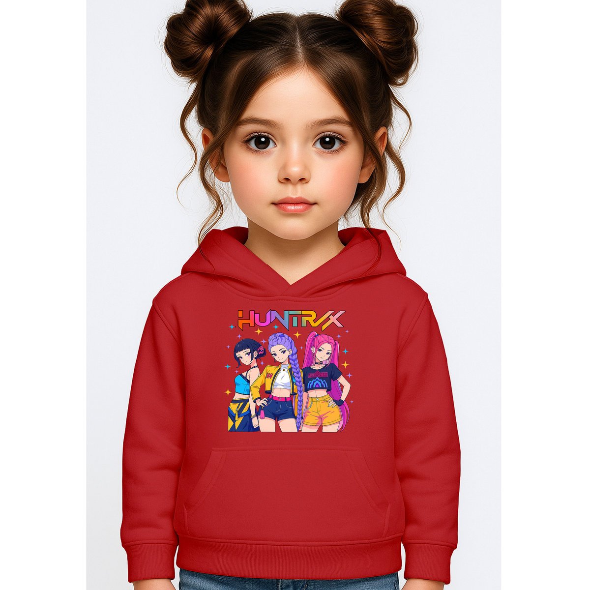 BLUZA DZIECIĘCA KPOP DEMON HUNTERS HUNTRIX 122-128 Z KAPTUREM BAWEŁNIANA