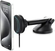 Uchwyty samochodowe do telefonów - iOttie Uchwyt samochodowy na szybę / deskę rozdzielczą, Velox Mini Qi2 15W z ładowaniem indukcyjnym do MagSafe, czarny - miniaturka - grafika 1