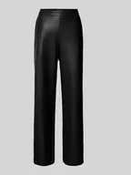 Spodnie damskie - Spodnie z imitacji skóry z lamowanymi kieszeniami z tyłu - miniaturka - grafika 1
