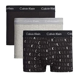 Calvin Klein 3P Low Rise Trunk Bokserki (szorty) Mężczyźni, Czarny/szary Heather/Subdued Logo, M - Spodenki damskie - miniaturka - grafika 1