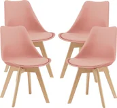 Krzesła - Krzesło do jadalni Dubrovnik 81 x 49 cm Zestaw 4 tapicerowanych krzeseł do salonu Krzesło kuchenne PU imitacja skóry Rosé - miniaturka - grafika 1