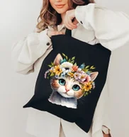 Torby i wózki na zakupy - Torba na zakupy bawełniana z kotem - kotek8 - miniaturka - grafika 1