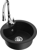 Zlewozmywaki z baterią - Mexen Diego zlewozmywak granitowy 1-komorowy z baterią kuchenną Savita, czarny - 6512-77-672601-00 - miniaturka - grafika 1