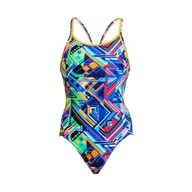 Stroje kąpielowe - FUNKITA Strój kąpielowy damski jednoczęściowy DIAMOND BACK ONE PIECE kickflip - miniaturka - grafika 1