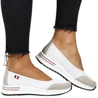 Półbuty damskie - BALERINY SKÓRZANE SPORTOWE PÓŁBUTY FILIPPO 6134 BIAŁO SZARE - miniaturka - grafika 1