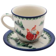 Filiżanki - FILIŻANKA do herbaty kawy 300 ml ze spodkiem MIKOŁAJ - Ceramika Artystyczna Bolesławiec - miniaturka - grafika 1