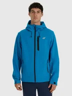 Kurtki i kamizelki sportowe męskie - Męski softshell rozpinany z kapturem 4F 4FRAW25TSOFM506 - niebieski - miniaturka - grafika 1