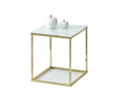 Ławy i stoliki kawowe - PRAKTYCZNY STOLIK KAWOWY BALI S BIAŁY MARMUR ZŁOTY - miniaturka - grafika 1