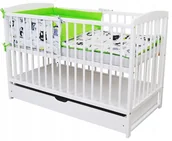 Łóżeczka i kojce - Łóżeczko Andrzej z szufladą biały materac pościel - miniaturka - grafika 1