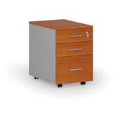 Szafki biurowe - Kontenerek biurowy mobilny na teczki zawieszkowe PRIMO GRAY, 3 szuflady, szary/czereśnia - miniaturka - grafika 1