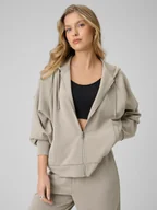 Bluzy damskie - 4F Bluza dresowa regular z modalem damska - beżowa XXL - miniaturka - grafika 1