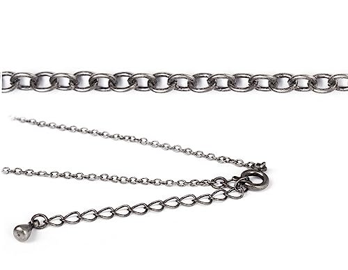 INNSPIRO postarzany srebrny metalowy naszyjnik z okrągłym zamknięciem sprężynowym 78cm. więcej 5 cm. rozszerzenie, 78cm., Szkło, Bez kamieni szlachetnych