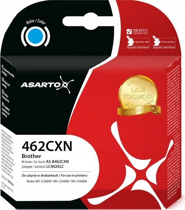 Tusz Asarto Tusz Asarto do Brother 462CXN LC462XLC 1500 str. cyan