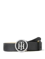 Paski - Tommy Hilfiger Pasek damski TH okrągły pasek z klamrą 3.0 skóra, Czarny, 3 (Taglia Produttore: 75) - miniaturka - grafika 1