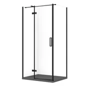 Kabiny prysznicowe - Kabina prysznicowa Cersanit Jota 100x80x195 prostokątna czarny transparentne z brodzikiem tako slim szary mat S601-395 - miniaturka - grafika 1