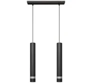 Lampy sufitowe - LED Żyrandol na lince TUBA 2xGU10/4,8W/230V czarny/matowy chrom - miniaturka - grafika 1