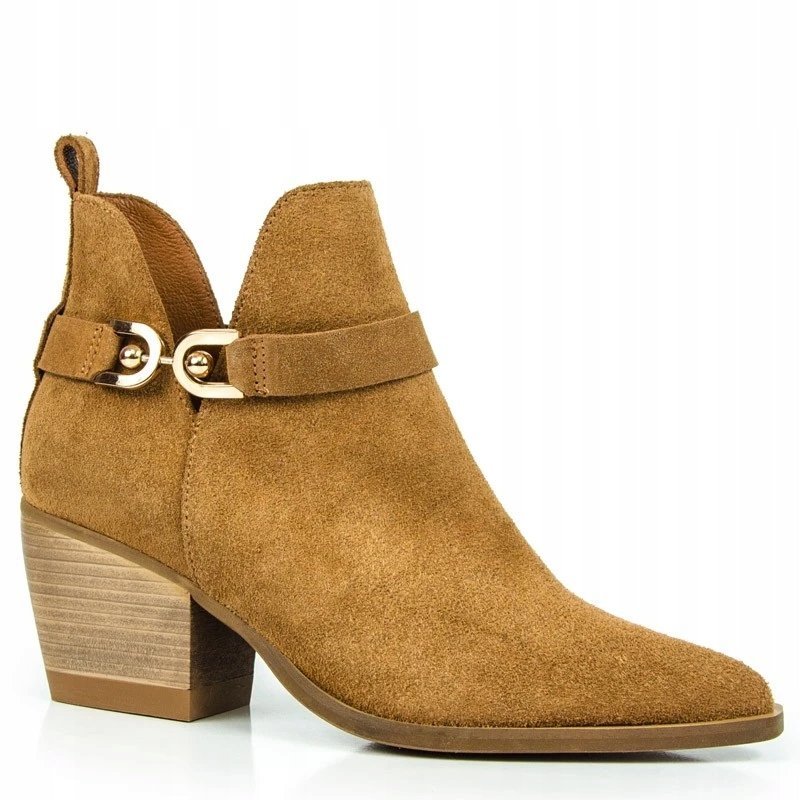 Rude botki kowbojki CARINII B8875-P09 skóra zamszowa modne r.36